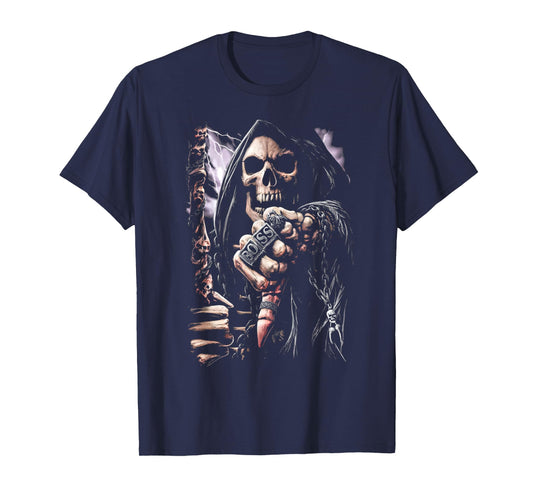 Scary Grim Reaper Boss Ring Death Skeleton Skull Halloween T-Shirt