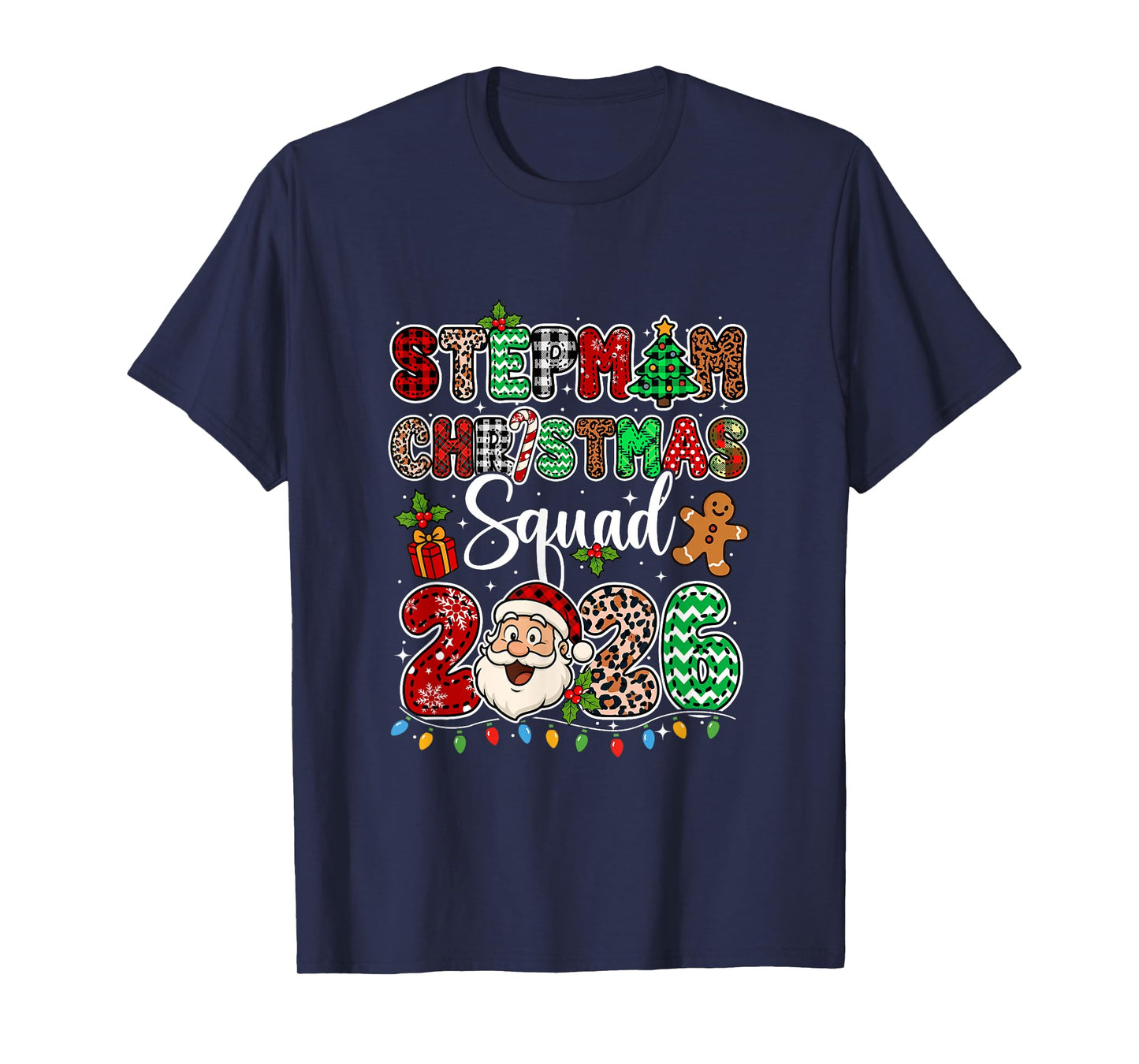Stepmom Christmas Crew 2026 Leopard Funny Santa Family Group T-Shirt
