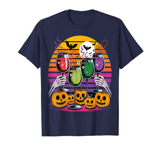 Glasses of Wine Halloween Costume Funny Spooky Tee T-Shirt