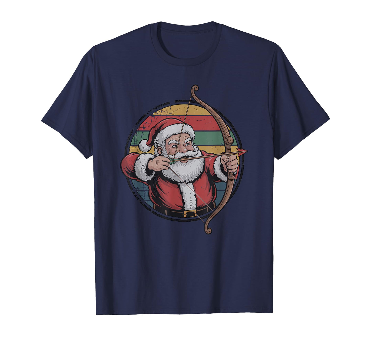 Retro Vintage Santa Playing Archery Christmas Holiday Sports T-Shirt