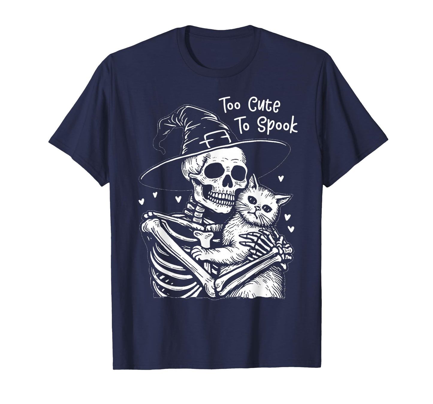Too Cute to Spook Pet Funny Cat Halloween Spooky Skeleton T-Shirt