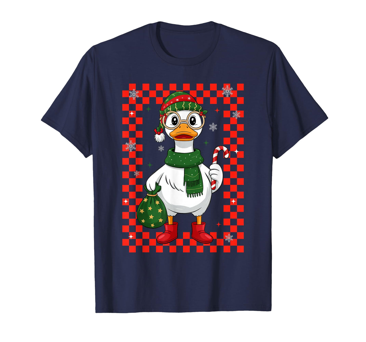 Christmas Candy Cane Goose Matching Couple Xmas Boys Girls T-Shirt