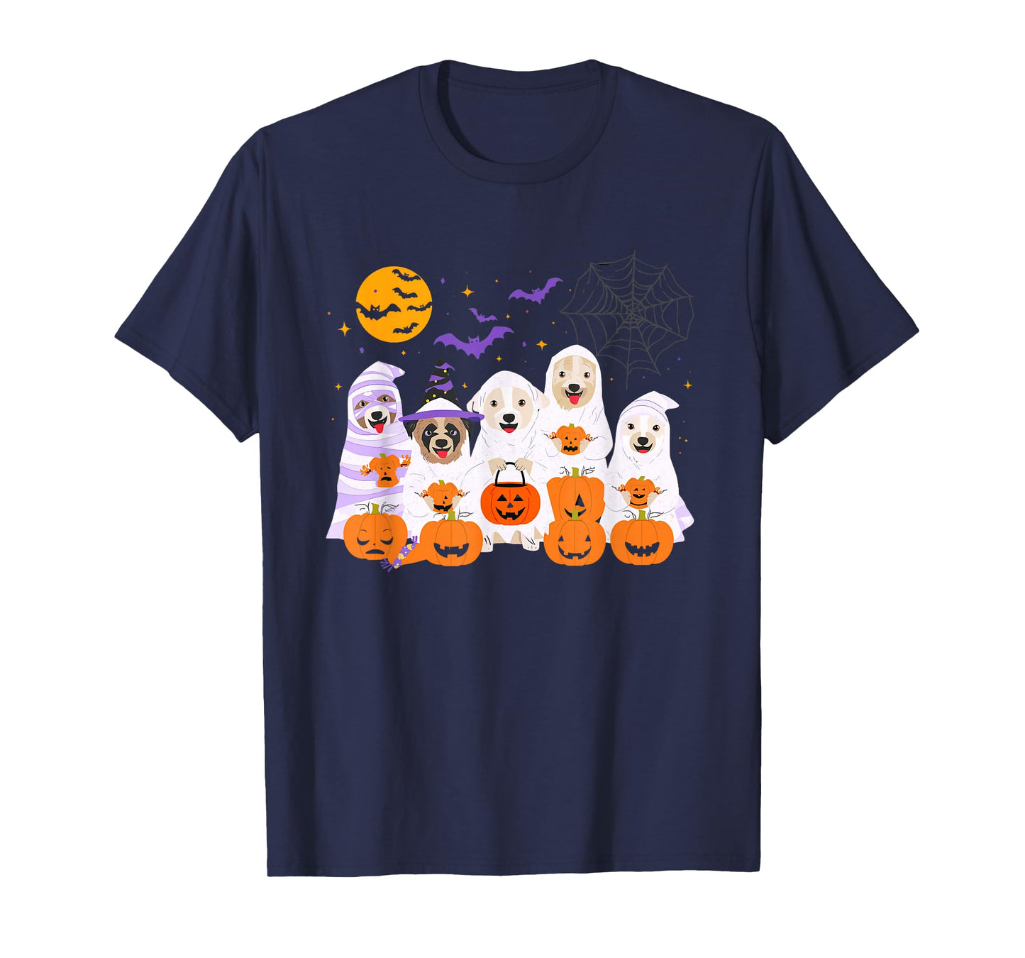 Cute Mummy Witch Ghost Halloween Dog Costume Men Women Kids T-Shirt