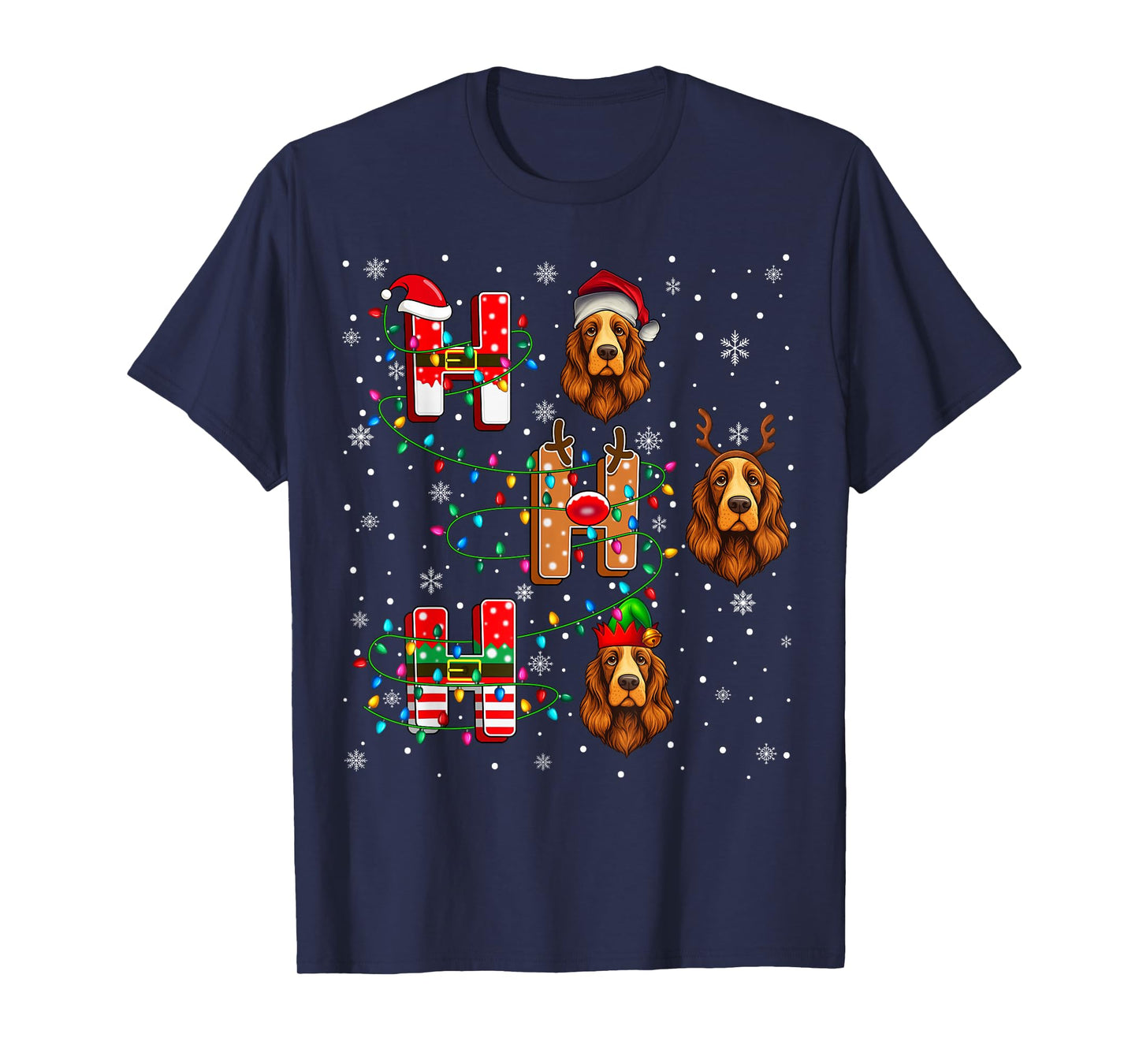 Ho Ho Ho Santa Hat Elf Matching Cocker Spaniel Dog Xmas T-Shirt