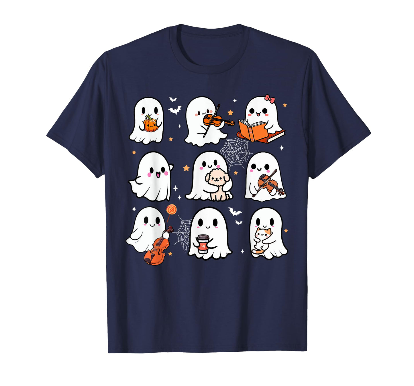 Boo Activities Halloween Playing Violin Book Cat Dog Lover T-Shirt