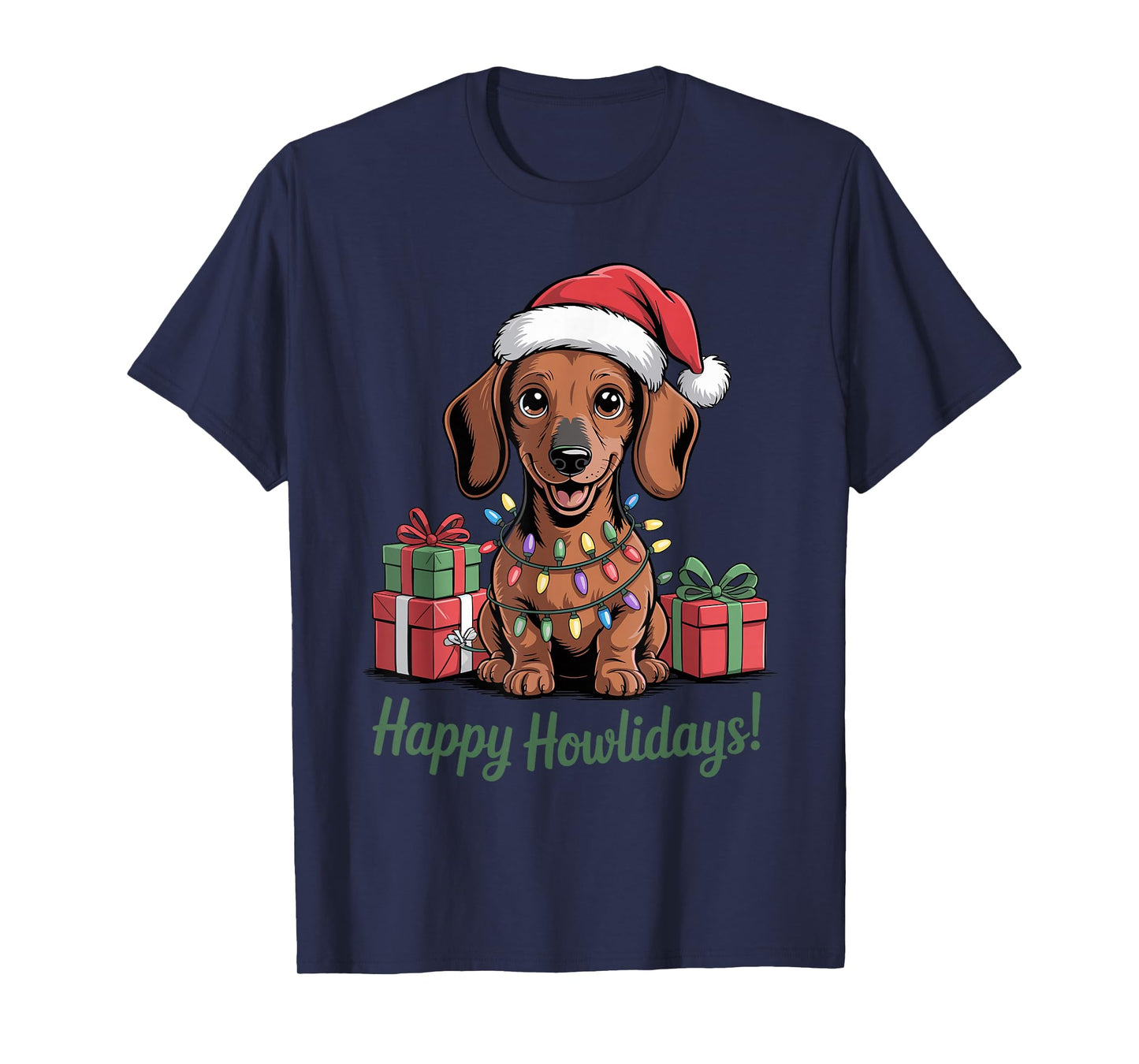 Cute Dachshund Santa Hat Christmas Xmas Dog Lovers Holiday T-Shirt