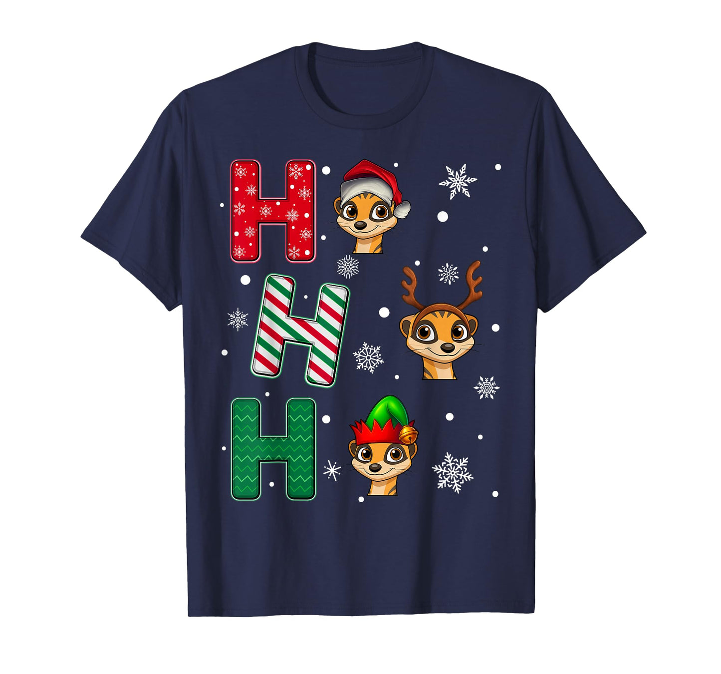 Ho Ho Ho Meerkat Animal Matching Santa Elf Xmas T-Shirt