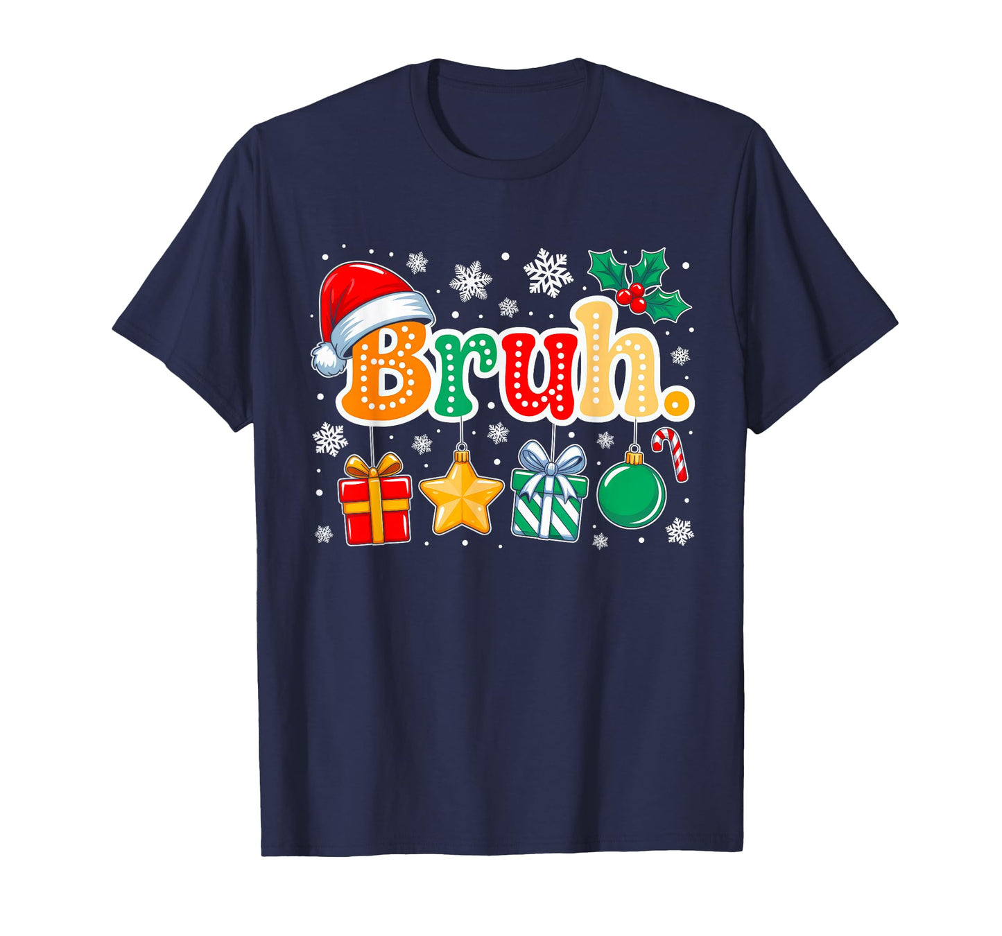 Bruh Funny Christmas Groovy Teens Boys Kids Xmas Pajamas T-Shirt