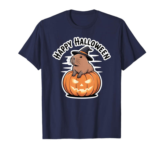 Capybara Witch Hat Happy Halloween Fall T-Shirt