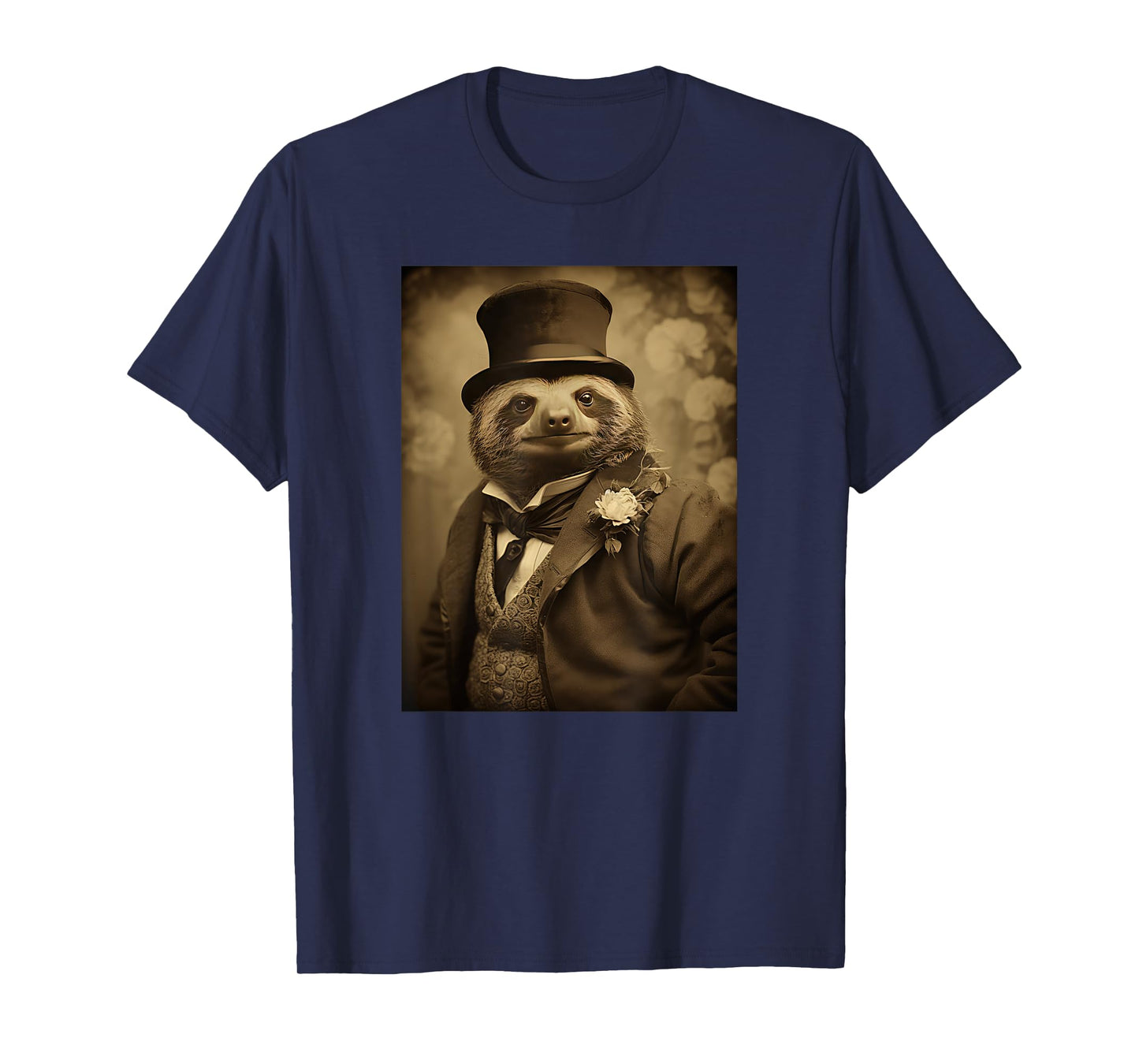 Funny Sloth Photo Victorian Animal Portrait Vintage Sloth T-Shirt