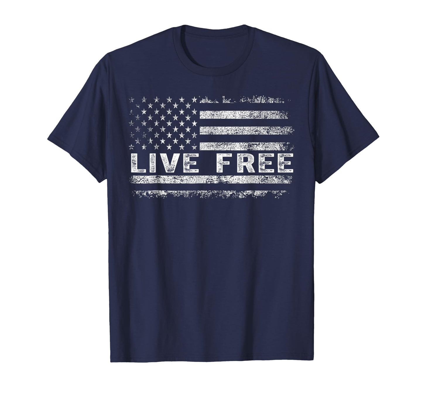 Live Free Shirt – Vintage Distressed USA Flag Graphic Tee T-Shirt