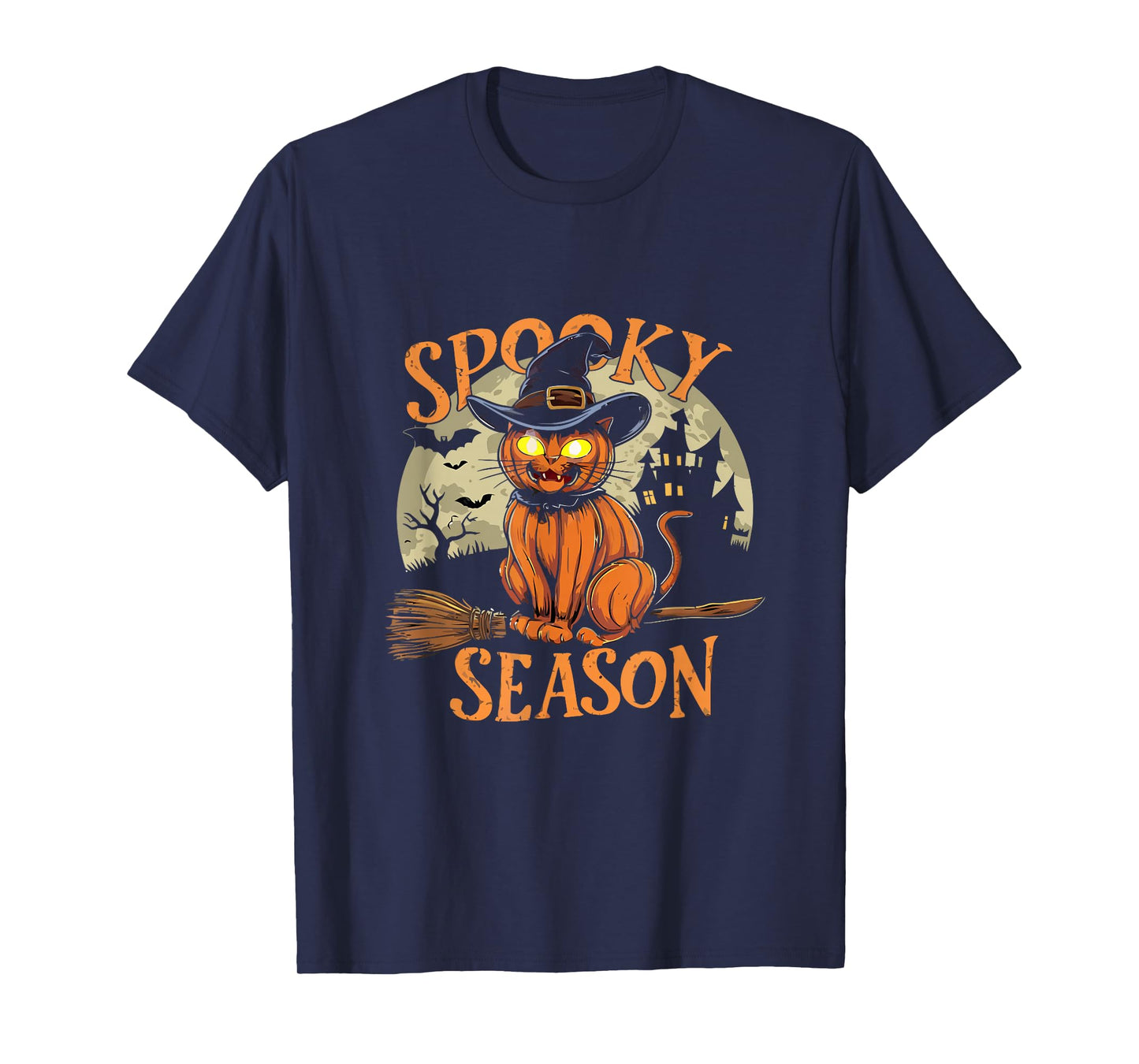 Retro Black Cat Witch Scary Halloween Women Men Kids T-Shirt