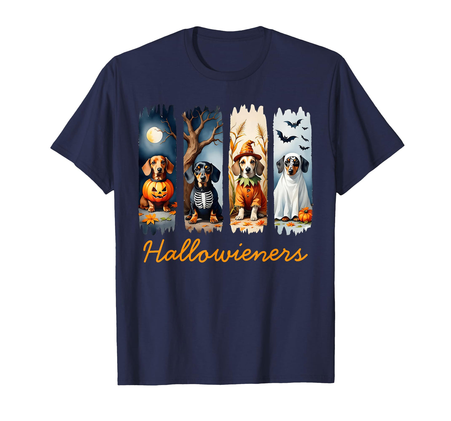 Happy Hallowieners Dachshund Dog Funny Spooky Halloween T-Shirt