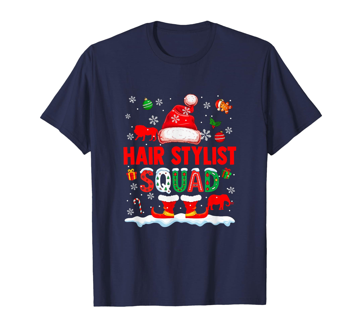 Hair Stylist Squad Men Job Christmas Santa Costume Bow Tie T-Shirt
