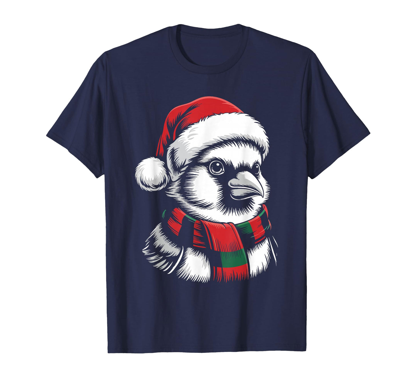 Cardinal Bird Xmas Santa Hat Scarf Christmas Costume T-Shirt