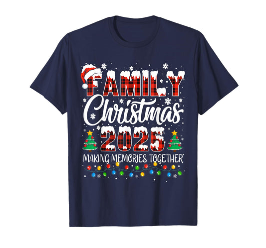 Family Christmas 2025 Matching Squad Santa Red Plaid Xmas T-Shirt