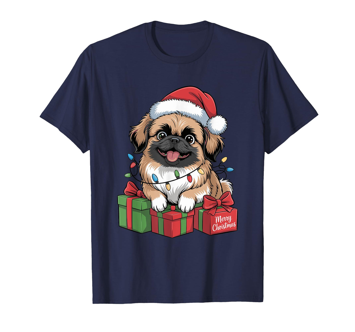 Cute Pekingese Christmas Xmas Design Funny Dog Lover Holiday T-Shirt
