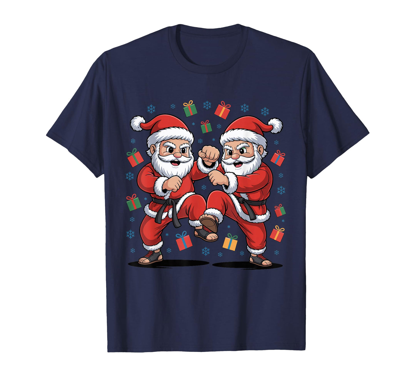 Funny Santa Playing Karate Martial Art Christmas Xmas Pajama T-Shirt