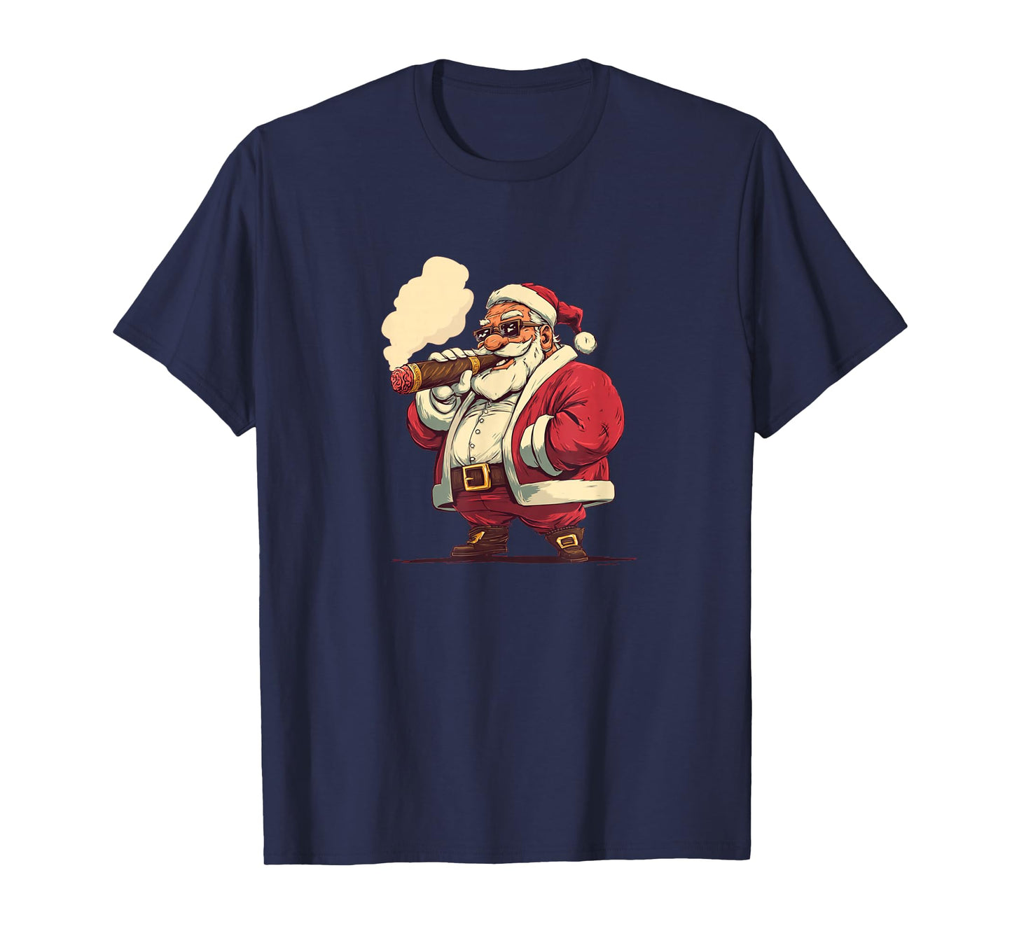 Funny Cartoon Santa with Big Cigar Look T-Shirt