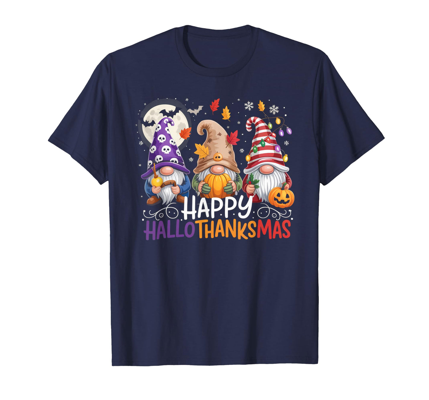 HalloThanksMas Gnomes Halloween Thanksgiving T-Shirt