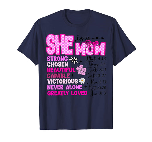 She Is Mom Christian Mother's Day Jesus Mama Religious Women T-Shirt
