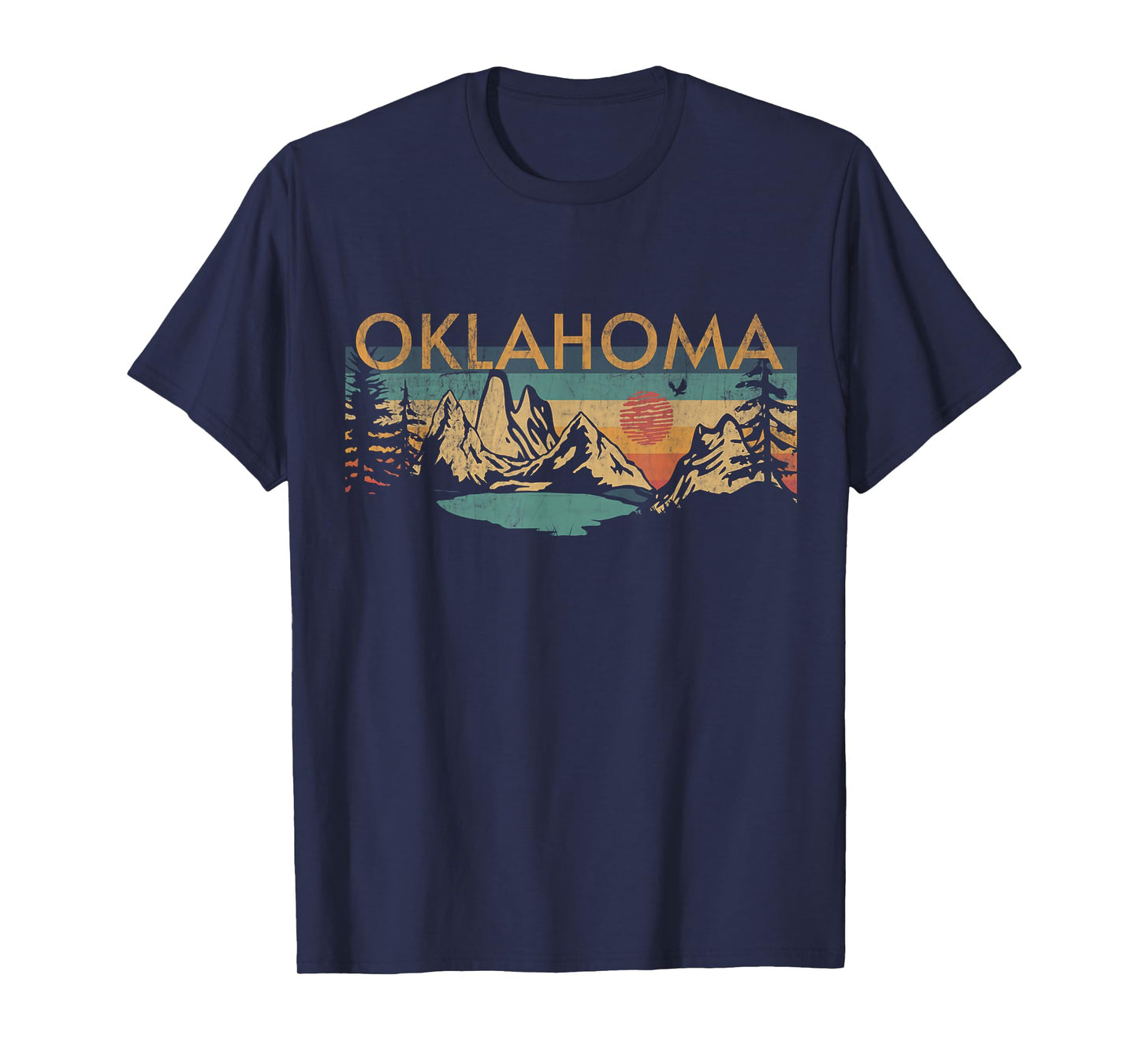 Oklahoma USA Outdoor Vintage Unisex-Adults Retro Sunset T-Shirt Grey Small