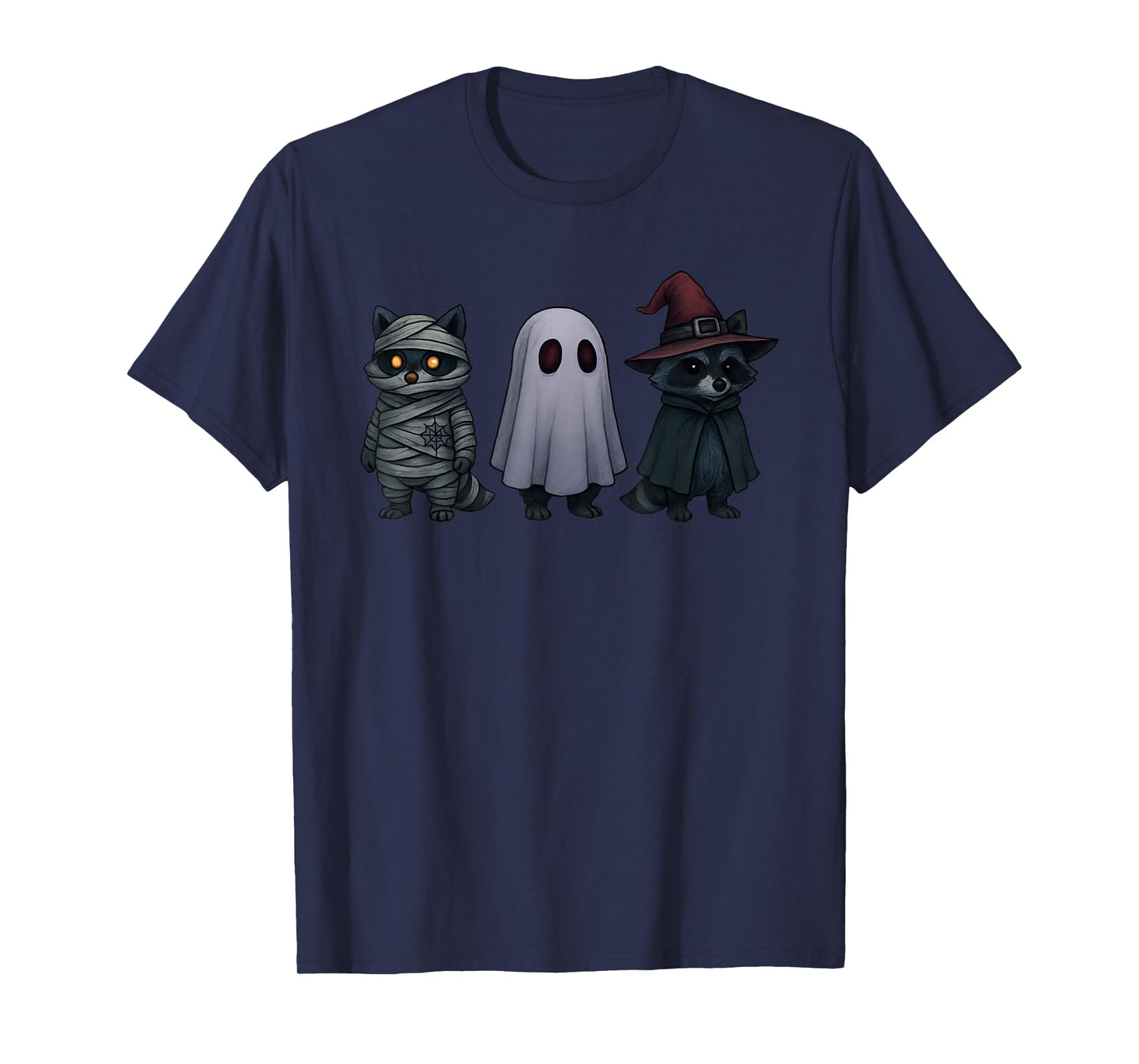 Spooky and Feral Funny Witch Ghost Raccoon Halloween Costume T-Shirt