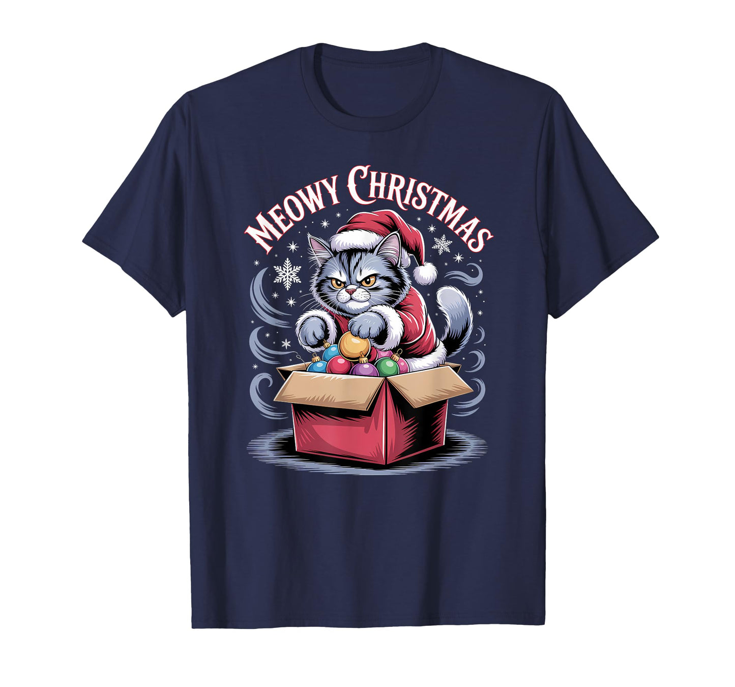 Meowy Christmas Funny Holiday Cat Pun T-Shirt