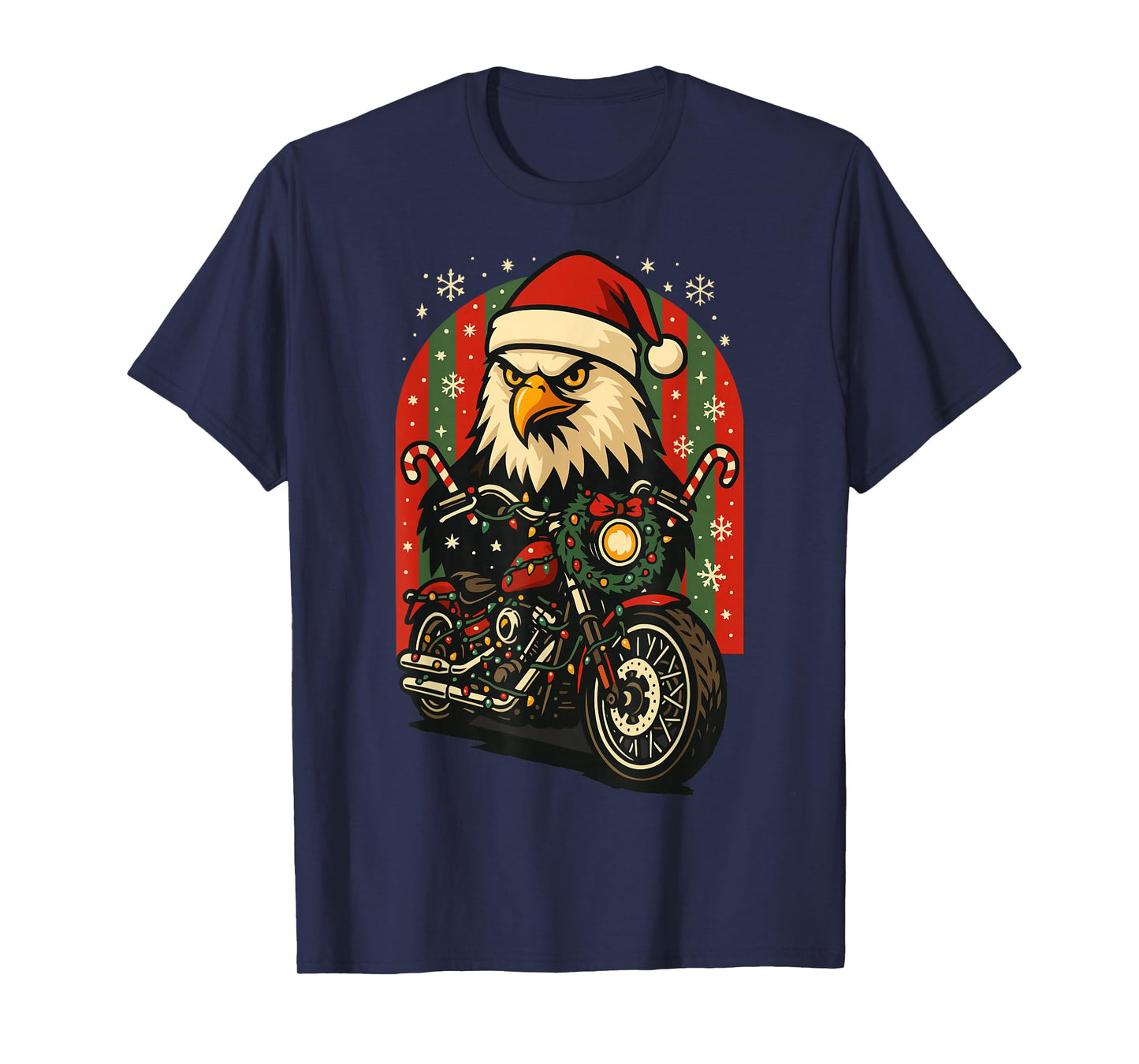 Christmas Eagle Motorcycle Rider Design T-Shirt