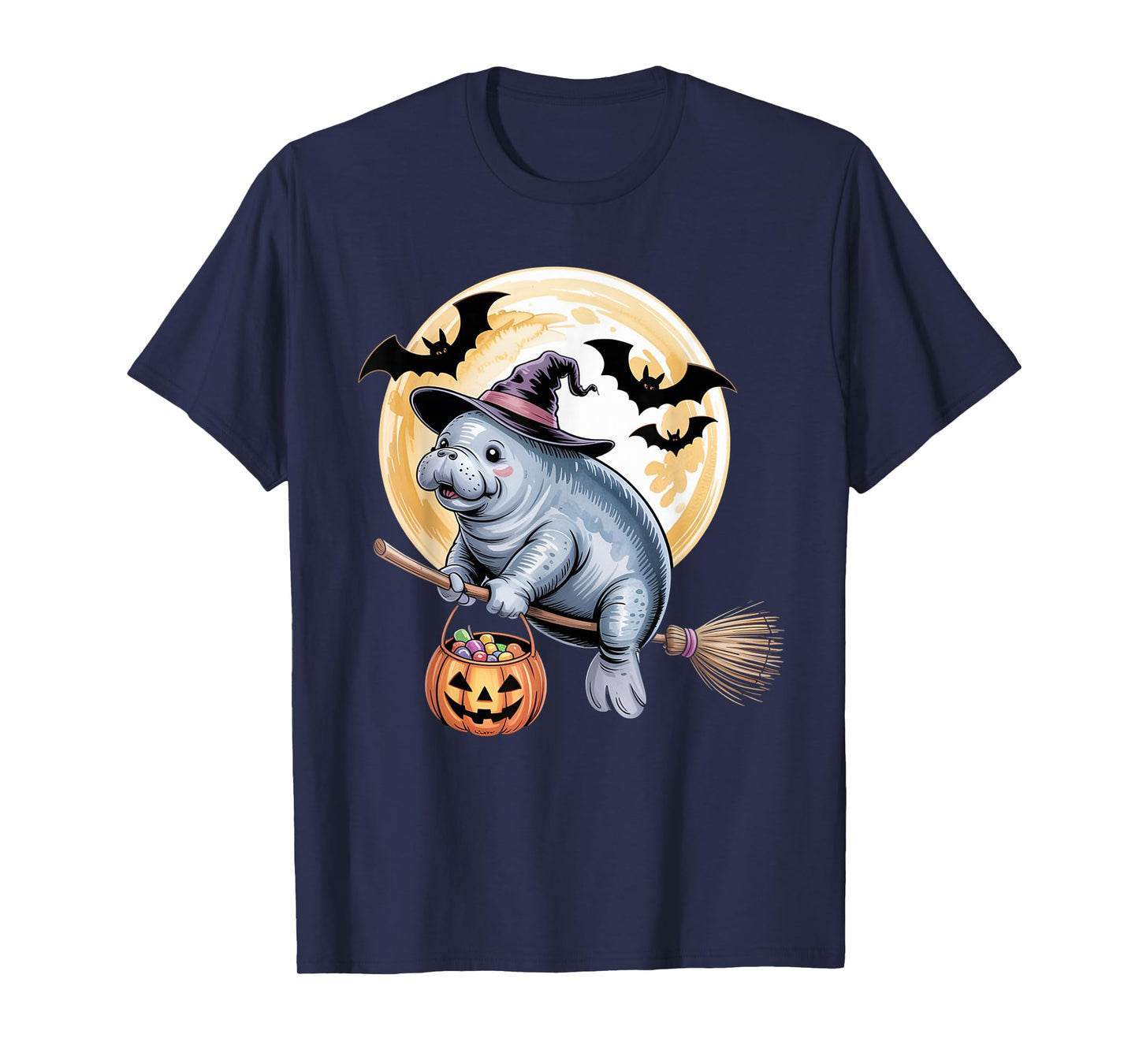 Manatee Witch Hat Funny Sea Cow Halloween Costume Men Women T-Shirt