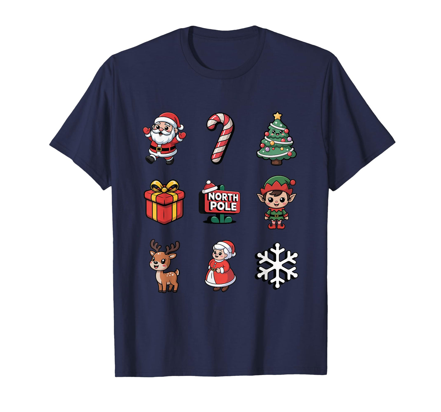Cute Elf Santa Reindeer Candy Cane Christmas T-Shirt