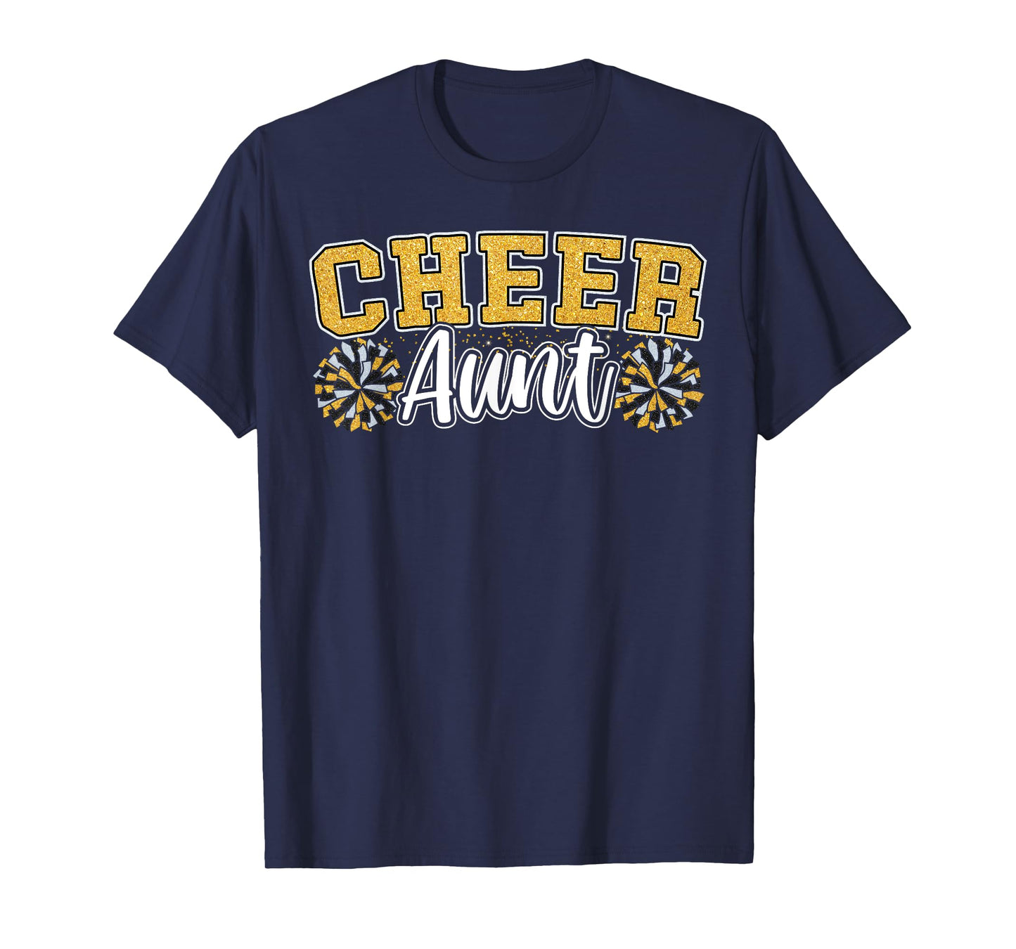 Loud Proud Cheer Aunt Team Yellow Pom Poms Cheerleader Women T-Shirt