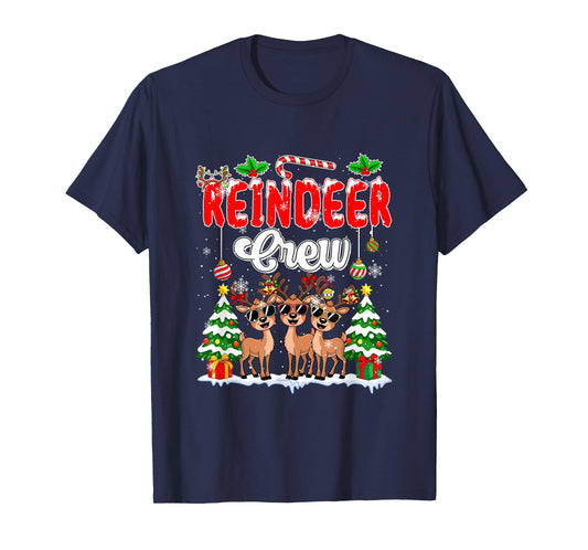 Reindeer Crew Three Cute Reindeer Sunglasses Christmas Snow T-Shirt