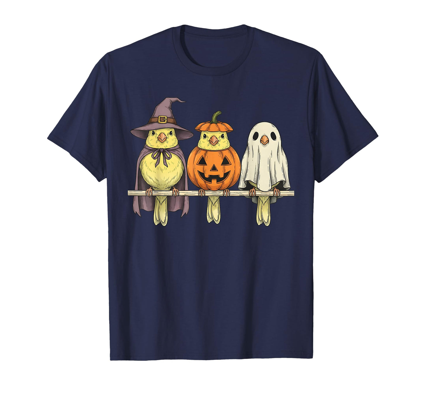 Spooky Ghost Yellow Canary Bird Lover Pumpkin Halloween T-Shirt