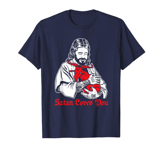 Satan Loves You and Jesus Know it T-Shirt Baphomet
