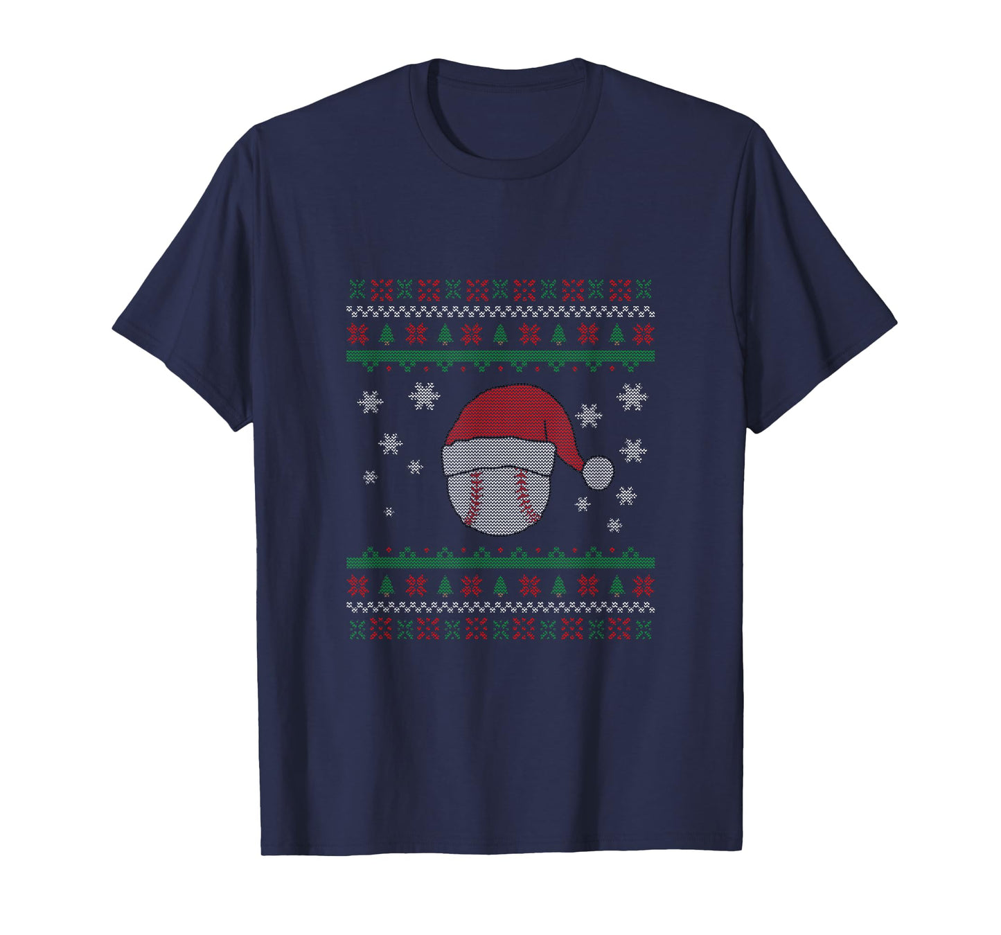 Funny Baseball with Santa Hat Ugly Sweater Design T-Shirt