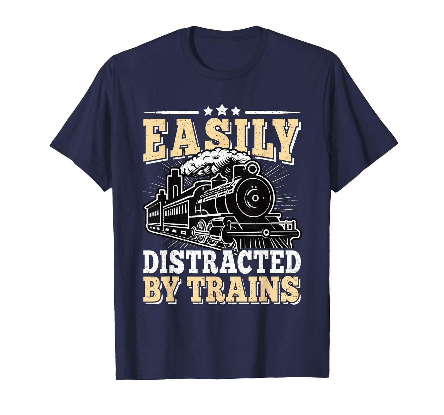 Easily Distracted By Trains Railroad Model Train Conductor T-Shirt