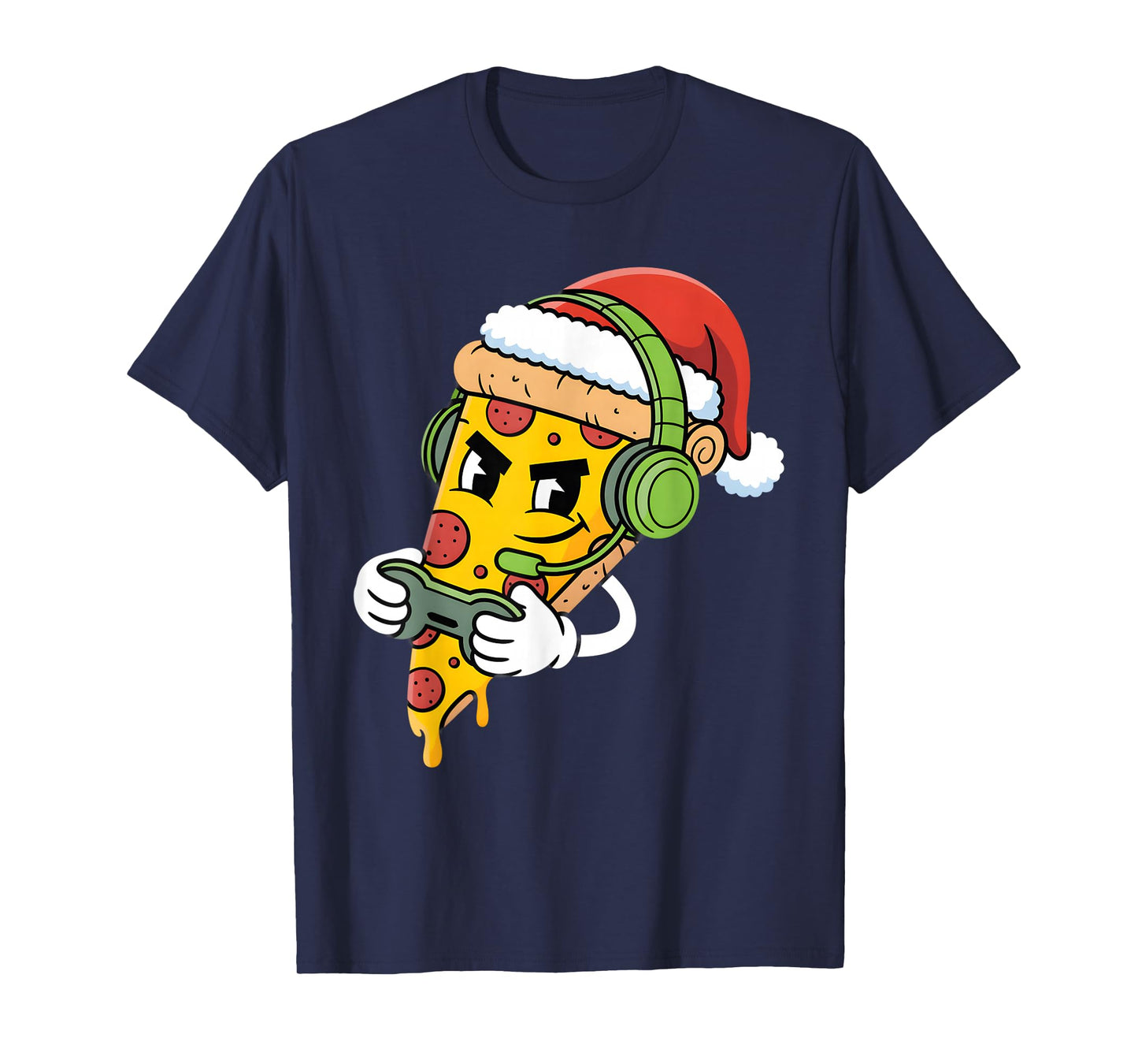 Funny Gamer Pizza Christmas Video Game Kids Men Boys Gaming T-Shirt