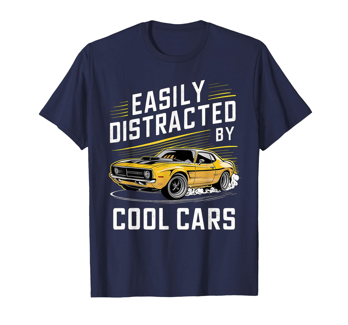 Mens Boys Vintage Muscle Car Easily Distracted by Cool Cars T-Shirt