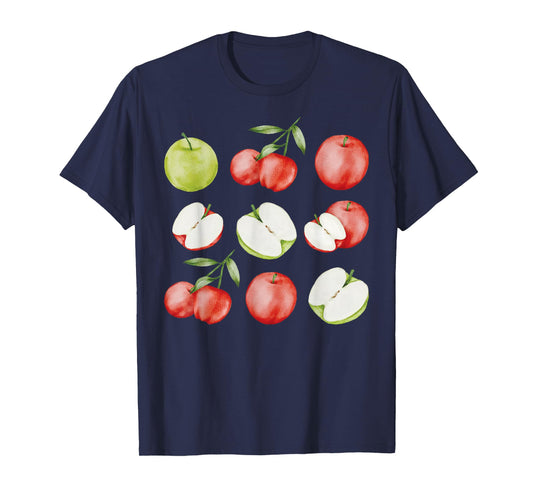 Watercolor Apples Fresh Fruit Art Vintage Nature T-Shirt