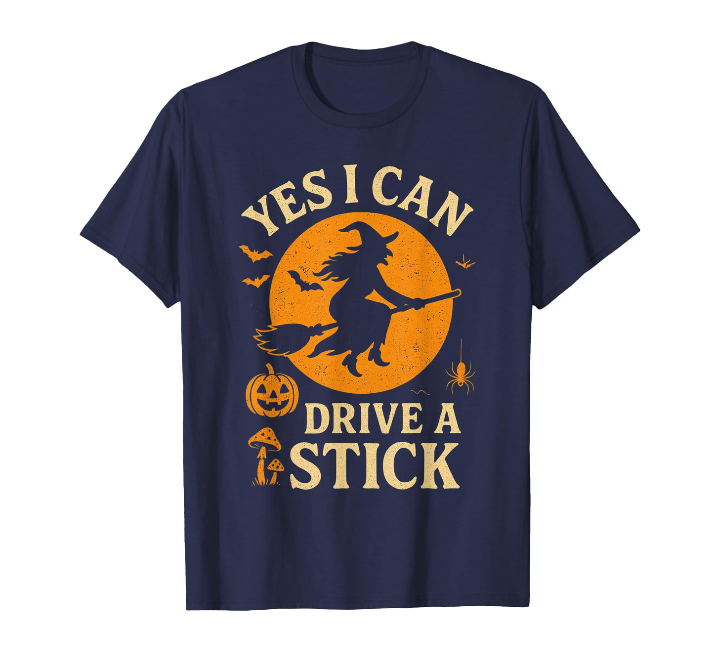 Funny Hallowen Yes I Can Drive A Stick Spooky Witch T-Shirt