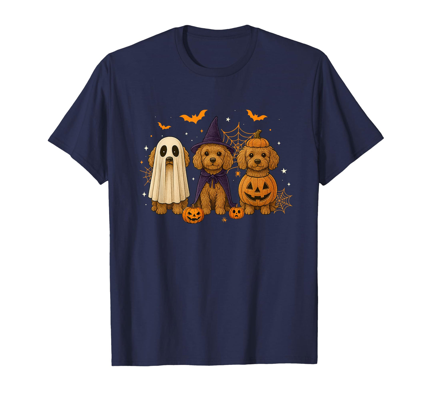 Funny Cavapoo Ghost Witch Pumpkin Halloween Costume Spooky T-Shirt