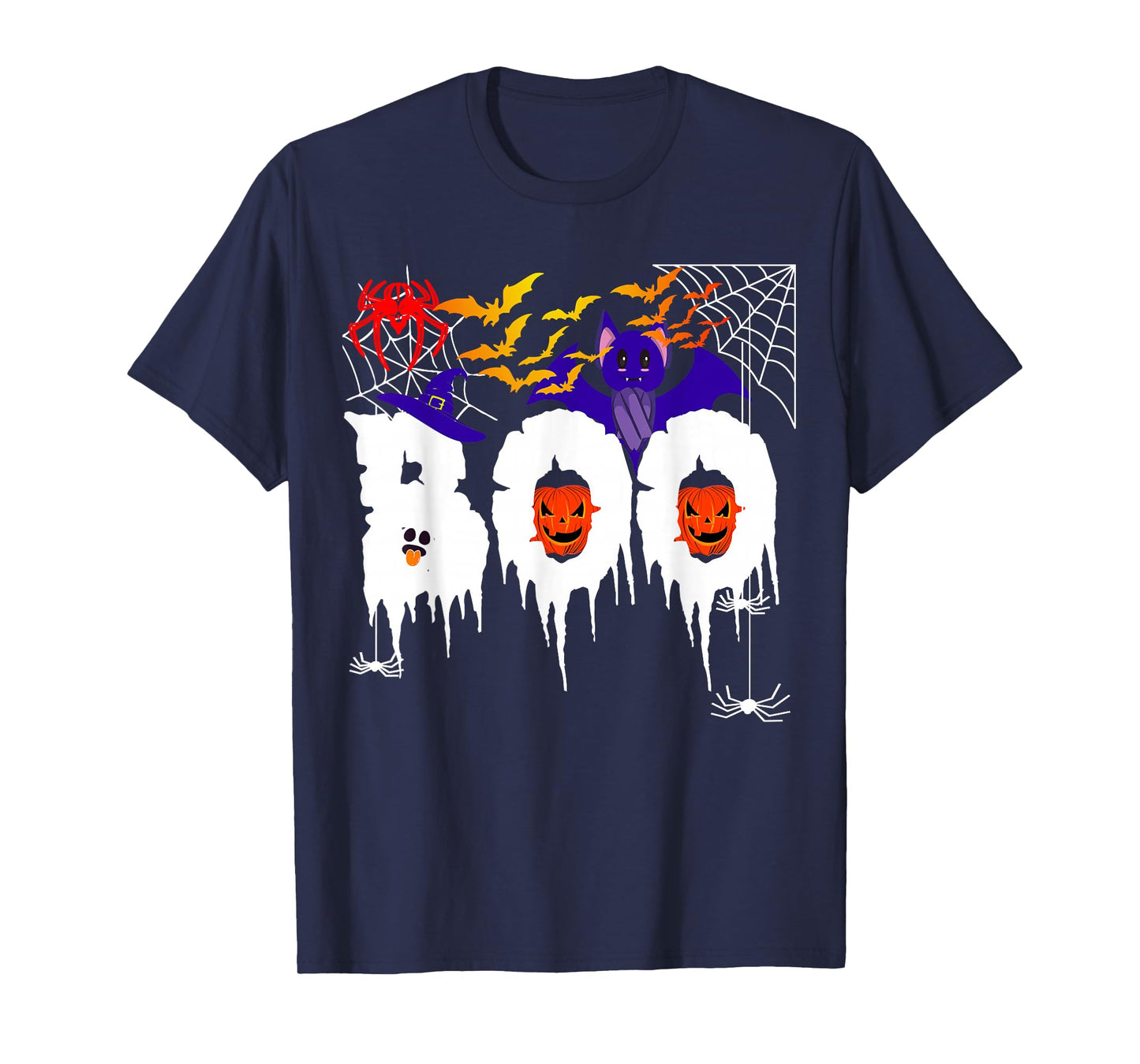 Child Girl Man Woman Cute Spider Bat Witch Ghost Saying Boo T-Shirt