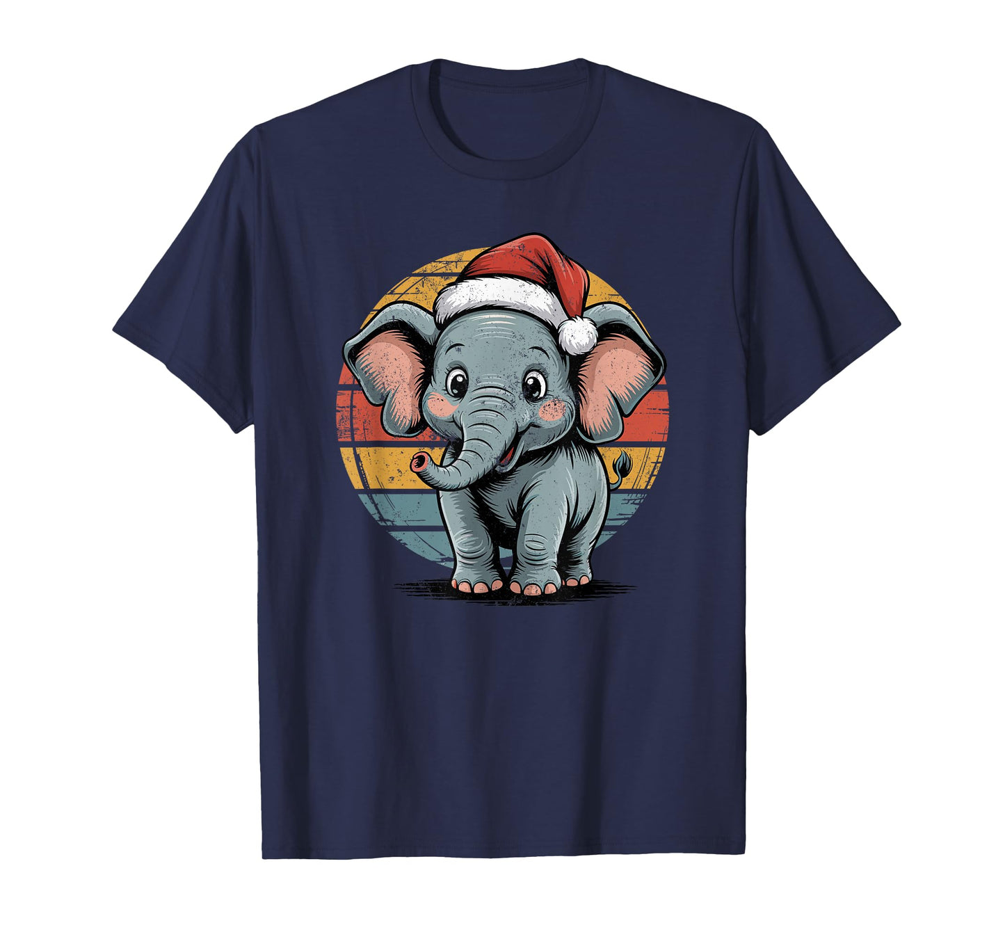 Elephant Santa Hat Christmas Vintage Animal Lovers Holiday T-Shirt