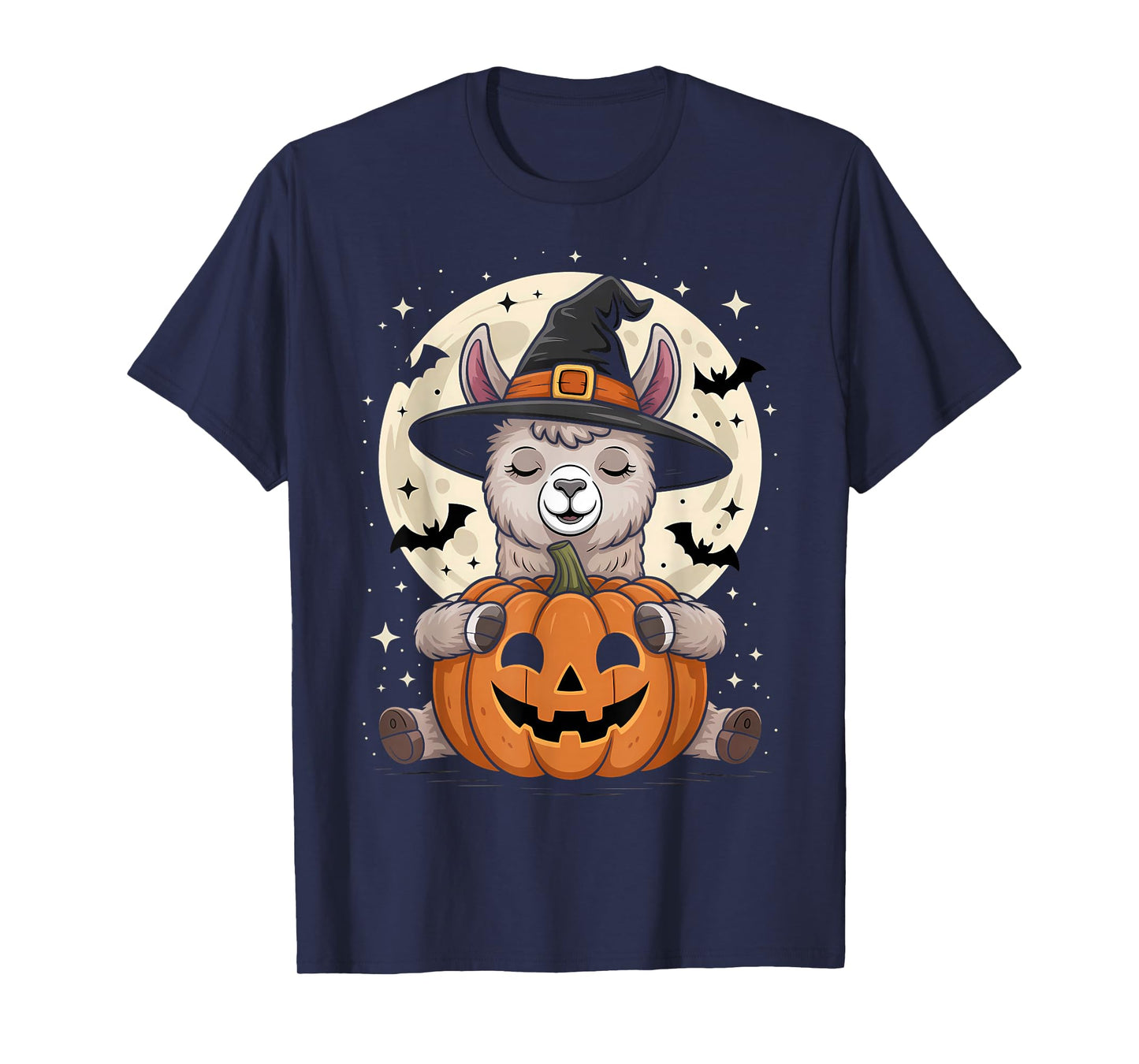 Halloween Llama Witch Hat Pumpkin Spooky T-Shirt