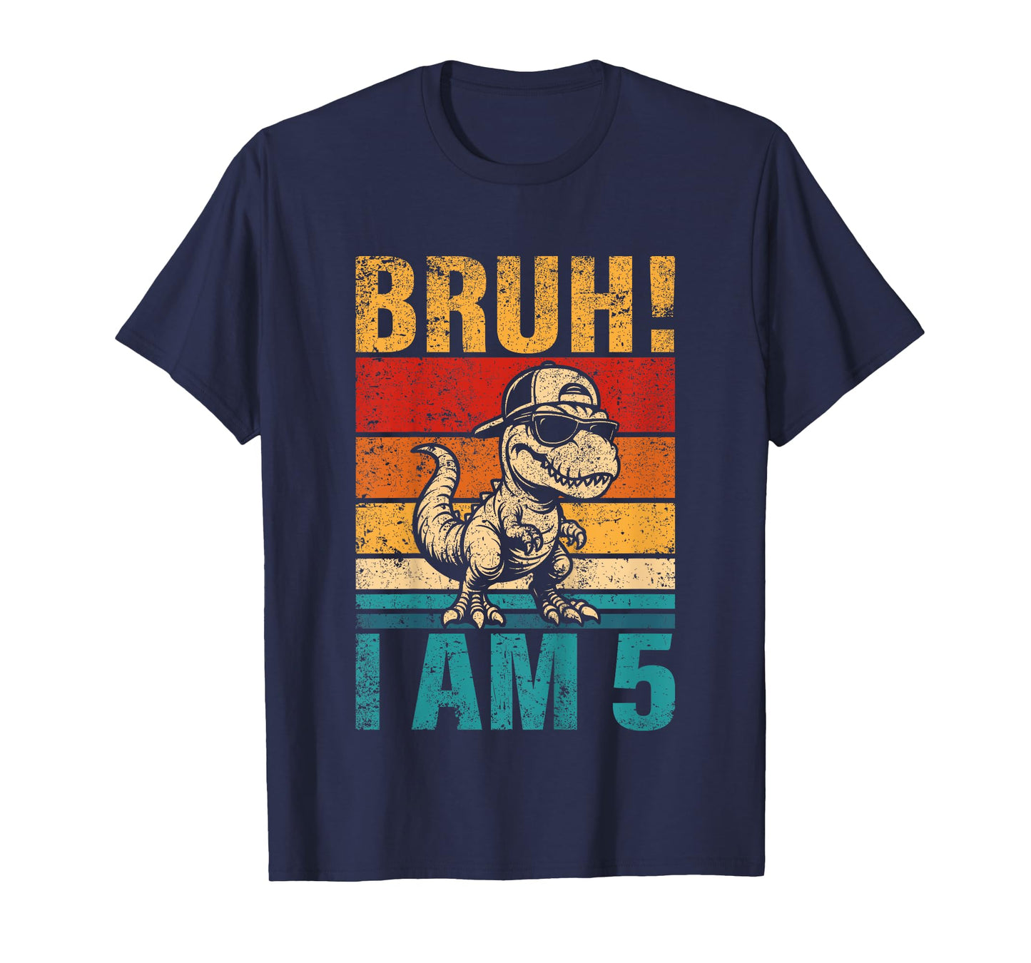Kids 5 Year Old Birthday Boy Dinosaur Bruh It's My 5th Birthday T-Shirt