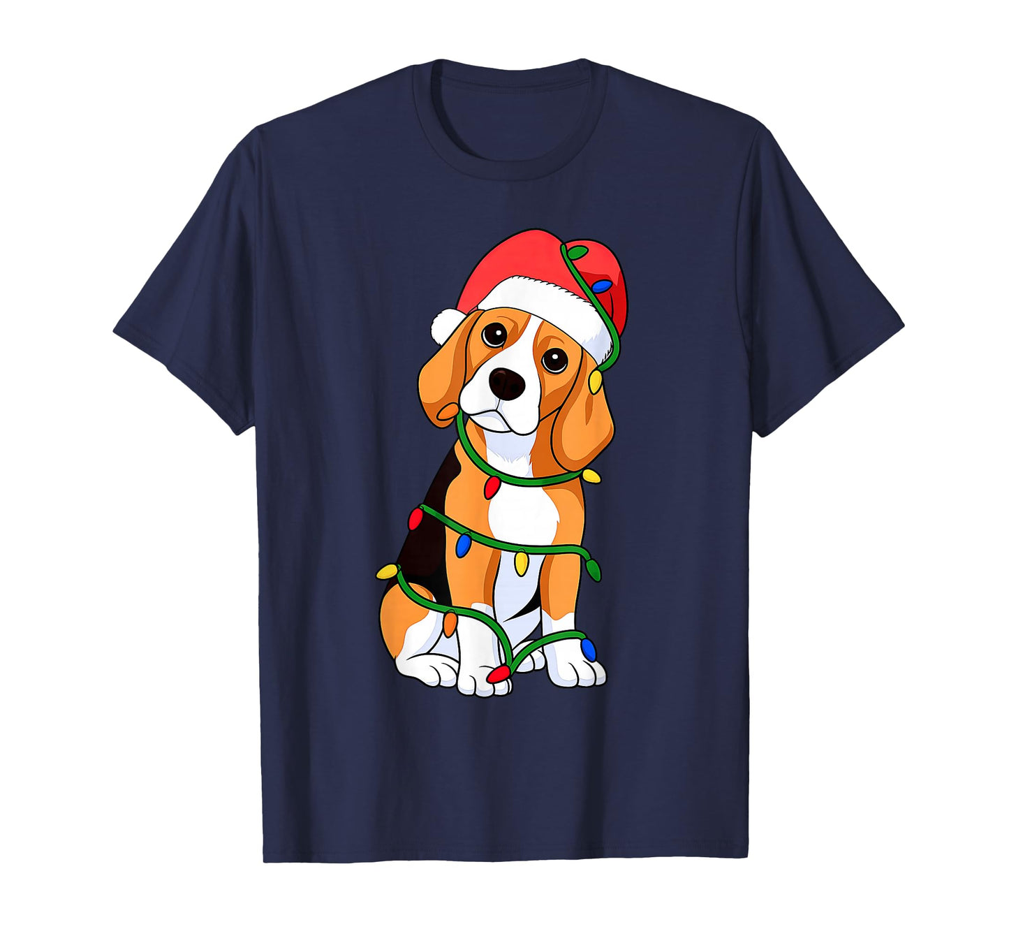 Beagle Christmas Tree Lights Holiday Dog Lover T-Shirt