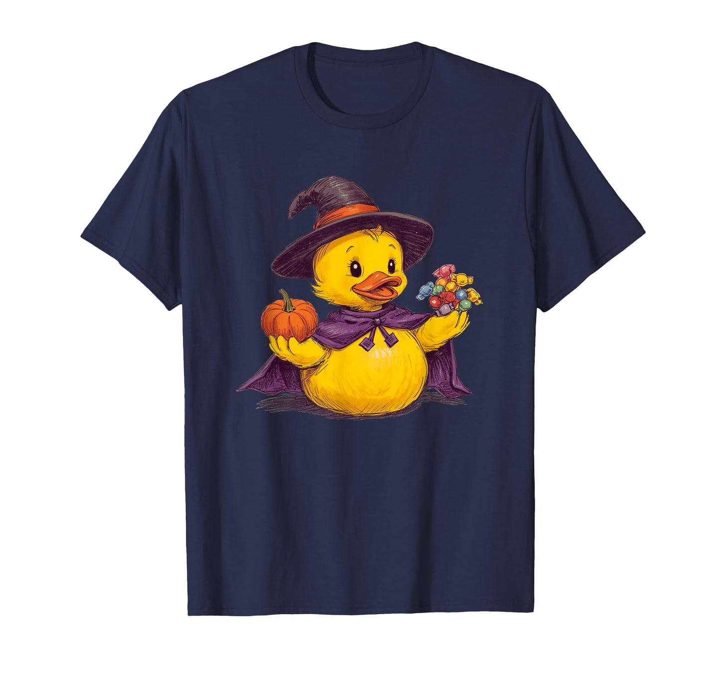Cruise Duck Witch Halloween Pumpkin Candy Hat and Cape Fun T-Shirt