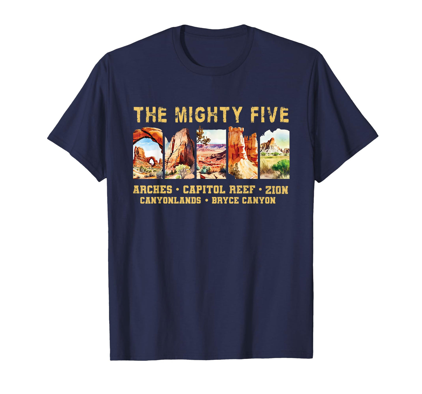 Vintage Moab Souvenir Big 5 Utah Mighty Five National Park T-Shirt