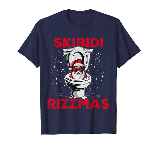 Skibidi Rizzmas Funny Santa Toilet White Elephant Christmas T-Shirt